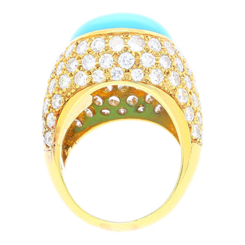 Turquoise & Diamond Pave 18K Gold Dome Ring – Assay Jewelers