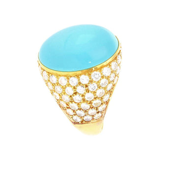 Turquoise & Diamond Pave 18K Gold Dome Ring – Assay Jewelers