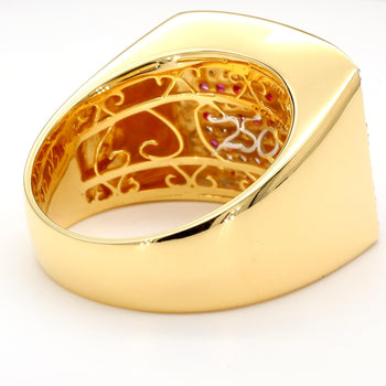 USA Flag Ruby Sapphire Diamond Pave 14K Gold Men Signet Statement Ring – Assay Jewelers