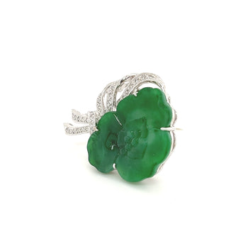 Untreated Jade and Diamond Flower Grapevine Brooch/Pendant – Assay Jewelers