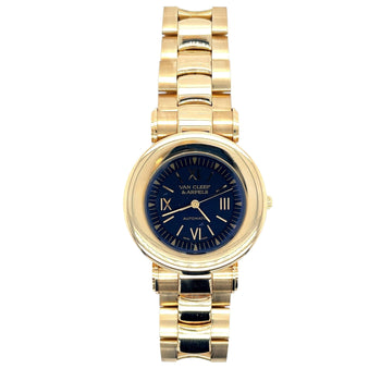 Montre automatique Van Cleef & Arpels en or 18K, cadran noir, 37MM, bracelet en or – Assay Jewelers