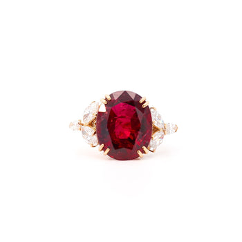 Bague Van Cleef & Arpels en or jaune 18k avec rubis ovale de 8,85 carats non chauffé – Assay Jewelers