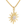 Vintage 0.85 Carat Sun Motif Diamond Pendant Necklace Crafted in 18k Yellow Gold