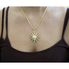 Vintage 0.85 Carat Sun Motif Diamond Pendant Necklace Crafted in 18k Yellow Gold