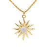 Vintage 0.85 Carat Sun Motif Diamond Pendant Necklace Crafted in 18k Yellow Gold