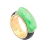 Vintage 11.40 Carved Jade with Onyx Band Ring in 14K Yellow Gold