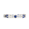 Vintage 12 Carat Blue Sapphire and Diamond Art Deco Open Bracelet in Platinum