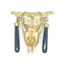 Vintage 14K Brushed Yellow Gold MIGNON FAGET signed Dead Bull Brooch or Pendant