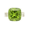 Vintage 14,11 Karat Peridot und Baguette-Schliff Diamant in 18K Weißgold Ring