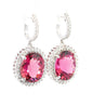 Vintage 16 Carat Pink Checkerboard Oval-Cut Tourmaline and Diamond Earring