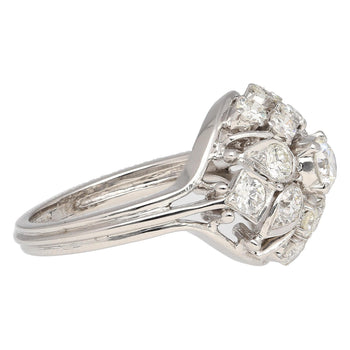 Vintage 1.30 Carat Old Euro-Cut Diamond Flower Ring in 14k White Gold – Assay Jewelers
