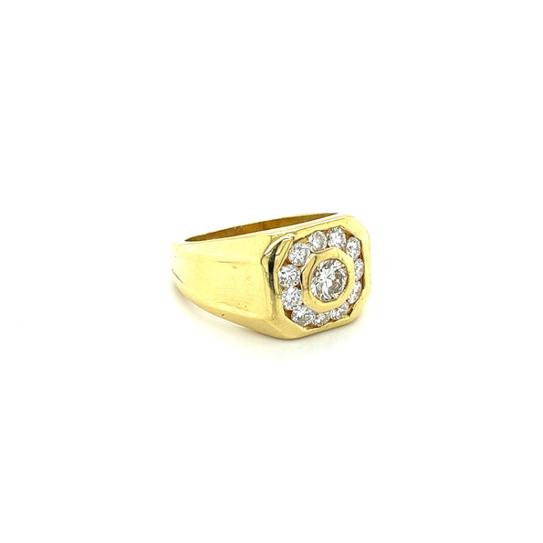 Vintage 1.5 Carat Natural Diamond Men's Ring in 18K Gold