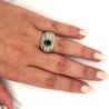 Vintage 1.50 Carat Oval Cut Green Tsavorite and Diamond Cluster Ring