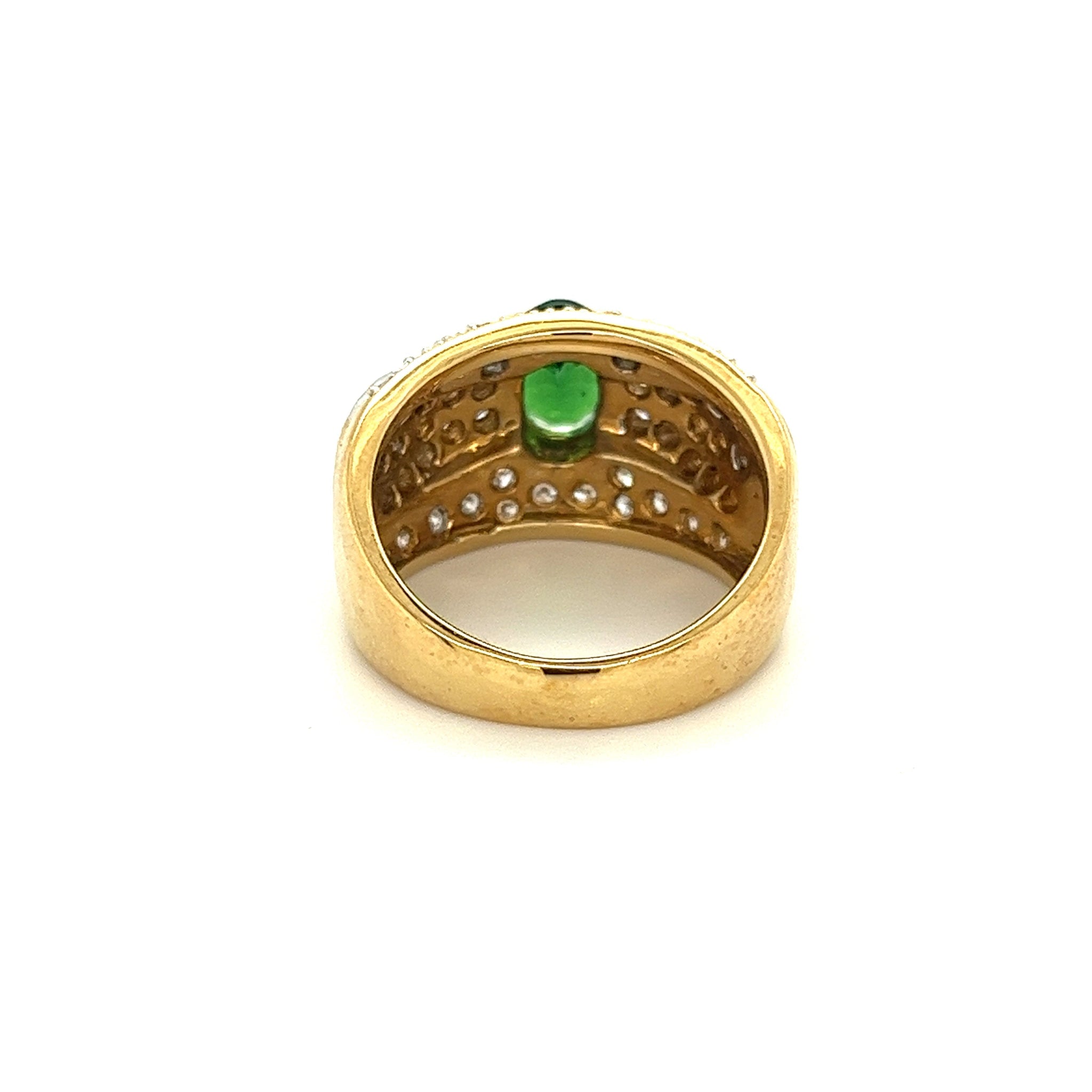 Vintage 1.50 Carat Oval Cut Green Tsavorite and Diamond Cluster Ring