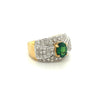 Vintage 1.50 Carat Oval Cut Green Tsavorite and Diamond Cluster Ring