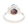 Vintage 2 Carat Oval Black Opal & Diamond 3 Stone Platinum Ring GIA Certified