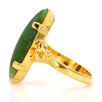 Vintage 25mm Green Nephrite Jade 18K Gold Cocktail Statement Ring – Assay Jewelers