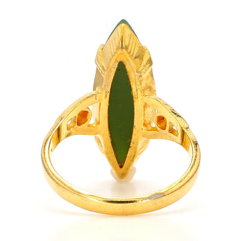 Vintage 25mm Green Nephrite Jade 18K Gold Cocktail Statement Ring – Assay Jewelers