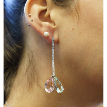 Vintage 26 CTTW Aquamarine, Kunzite & Diamond Detachable Mix/Match Earrings – Assay Jewelers