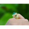 Vintage 3 Carat Cabochon Cut Colombian Emerald Bezel in 20K Yellow Gold Ring