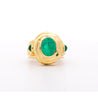 Vintage 3 Carat Cabochon Cut Colombian Emerald Bezel in 20K Yellow Gold Ring