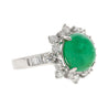 Vintage 3.32 Carat Cabochon Emerald and Diamond Halo Ring in 14K White Gold