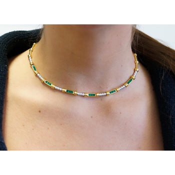 Vintage 4 Carat Channel Set Colombian Emerald & Diamond Chocker Necklace – Assay Jewelers