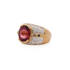 Vintage 6 Carat Pinkish Red Oval Cut Tourmaline Bezel Set Unisex Ring in 18K Yellow Gold