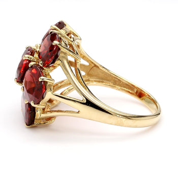 Vintage 7.8 Carat Red Garnet 14K Gold 7 Stone Cluster Cocktail Ring – Assay Jewelers