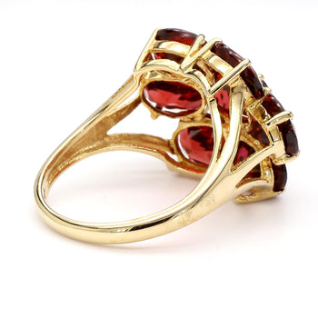 Vintage 7.8 Carat Red Garnet 14K Gold 7 Stone Cluster Cocktail Ring – Assay Jewelers