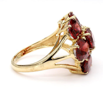 Vintage 7.8 Carat Red Garnet 14K Gold 7 Stone Cluster Cocktail Ring – Assay Jewelers