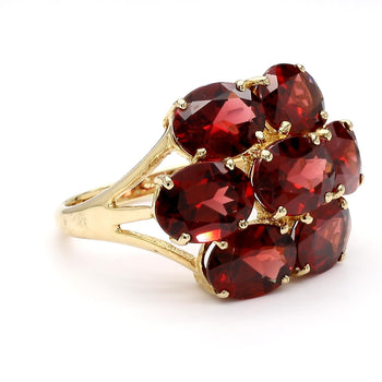 Vintage 7.8 Carat Red Garnet 14K Gold 7 Stone Cluster Cocktail Ring – Assay Jewelers