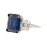 Vintage AGL Certified 6.80 Carat No Heat Blue Sapphire and Diamond Platinum Ring