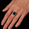 Vintage AGL Certified 6.80 Carat No Heat Blue Sapphire and Diamond Platinum Ring