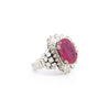 Vintage AGL Certified 6.95 Carat No Heat Burma Ruby & Diamond Cocktail Ring