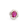 Vintage AGL Certified 6.95 Carat No Heat Burma Ruby & Diamond Cocktail Ring