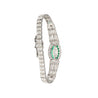 Vintage Art Deco Old Euro Cut Diamond and Emerald Bracelet in Platinum