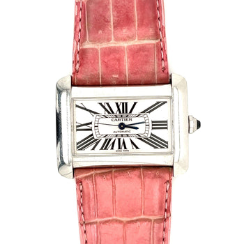 Montre bracelet femme Anciens Cartier Divan 2612 avec bracelet en cuir rose – Assay Jewelers