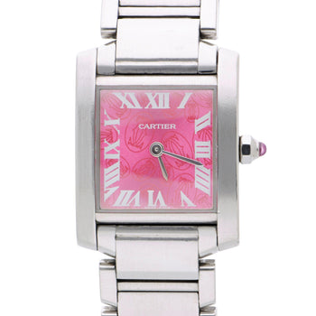 Vintage Cartier Tank Francaise Pink Dial Steel Quartz Watch Limited Edition 2006 – Assay Jewelers