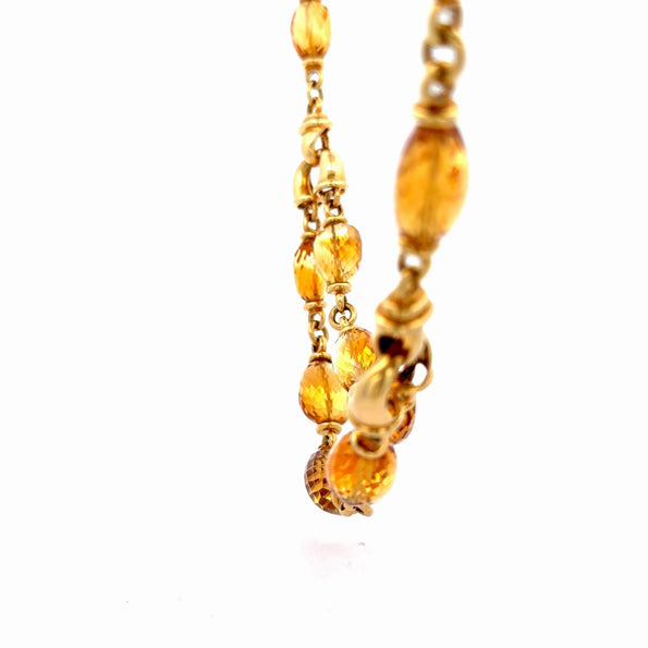 Vintage Citrine Bead 18K Gold Two Strand Necklace