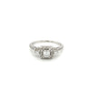 Vintage Dainty Emerald Cut Natural Diamond Ring in 18K White Gold