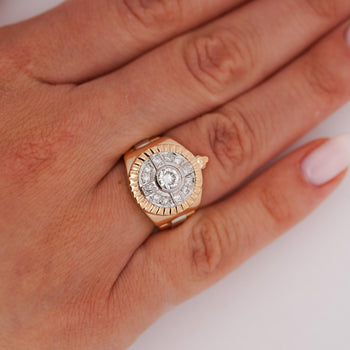 Vintage Diamond Platinum and 18K Gold Unisex Watch Face Ring – Assay Jewelers