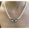 Vintage GIA Certified 5 Carat Heart Blue Sapphire, Diamond & Pearl Necklace