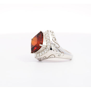 Vintage GIA Certified Orange Spessartine Garnet & Diamond 18K White Gold Ring – Assay Jewelers