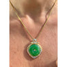 Vintage Jadeite Jade and Diamond Circular Pendant in 14k Gold