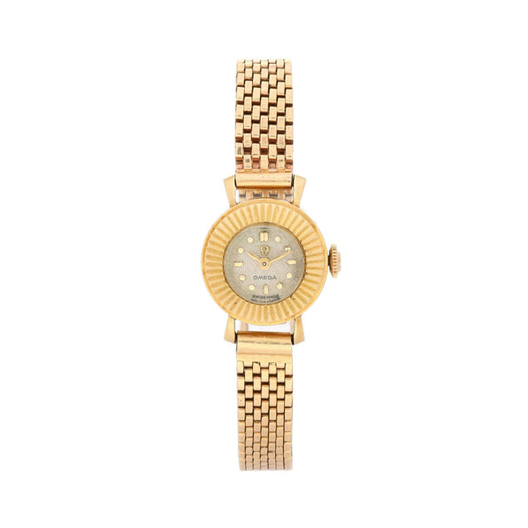 Vintage Omega 10382 17mm 14K Gold Fluted Bezel Manual Wind Ladies Watch