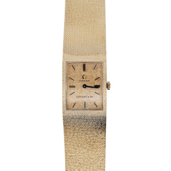 Vintage Omega for Tiffany & Co 14K Gold Textured Dial Manual Wind Bracelet Watch – Assay Jewelers