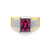 Vintage Radiant Cut 4.50 Carat Red Rubellite Tourmaline and Diamond Ring in Platinum and 18K Gold