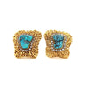 Vintage Raw Turquoise and Diamond Ring and Earring Set in 18k Gold