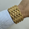 Vintage Retro 18K Yellow Gold Wide Multi-Link Bracelet